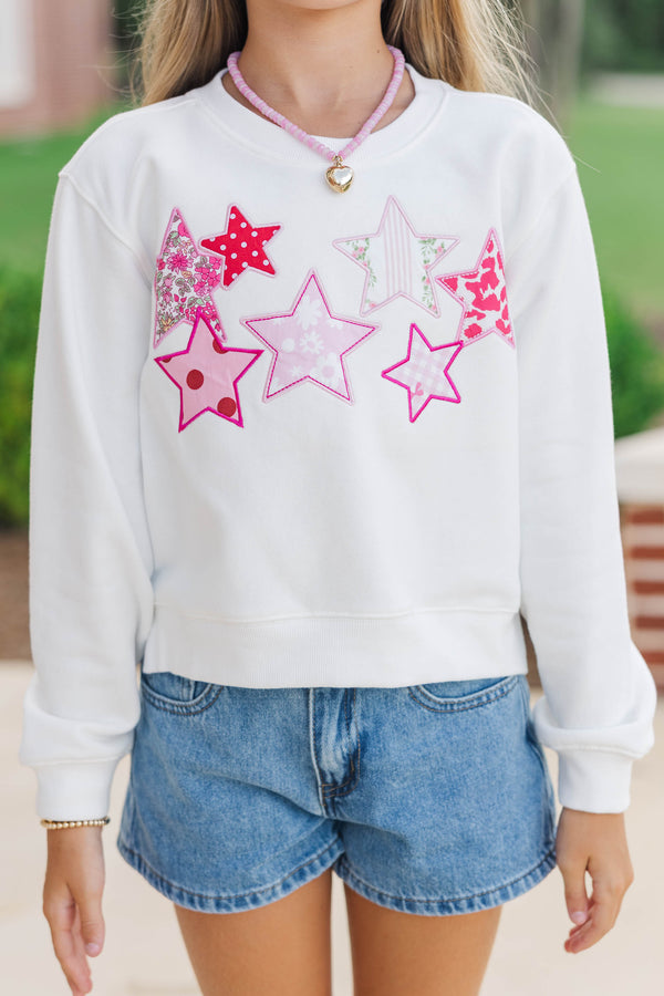 Girls: The Girly Crew White Stars Patch Sweatshirt