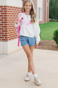 Girls: The Girly Crew White Stars Patch Sweatshirt