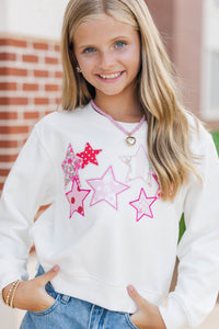 Girls: The Girly Crew White Stars Patch Sweatshirt