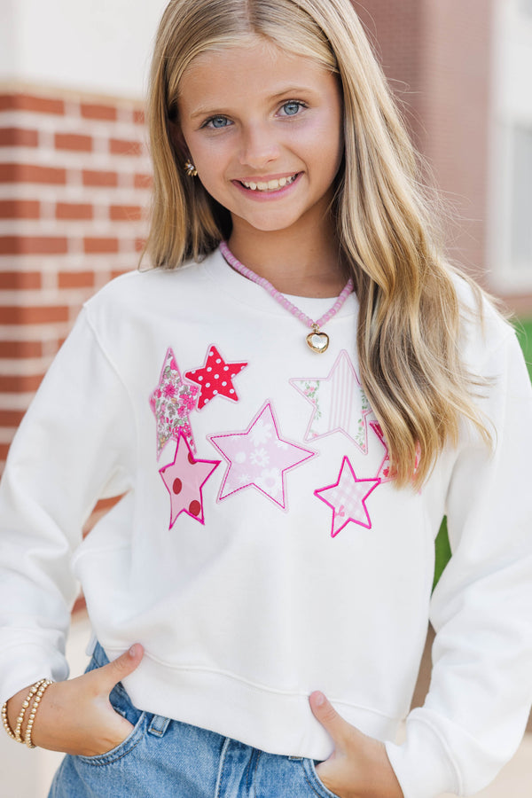 Girls: The Girly Crew White Stars Patch Sweatshirt