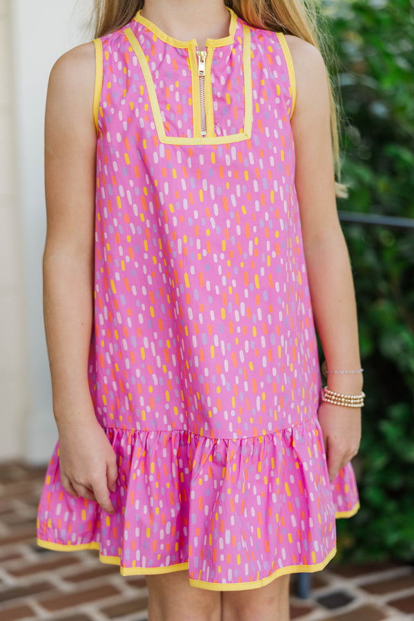 Girls: The Rosalie Pink Abstract Dress