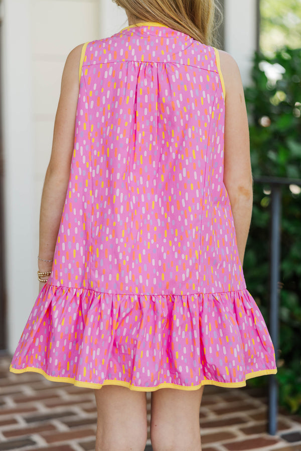 Girls: The Rosalie Pink Abstract Dress