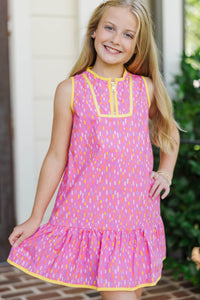 Girls: The Rosalie Pink Abstract Dress