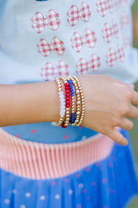 Girls: By The Light Red, White, And Blue Beaded Bracelet Set