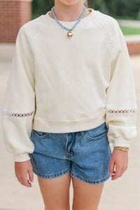 Girls: For The Days Ahead Yellow Lace Sweatshirt