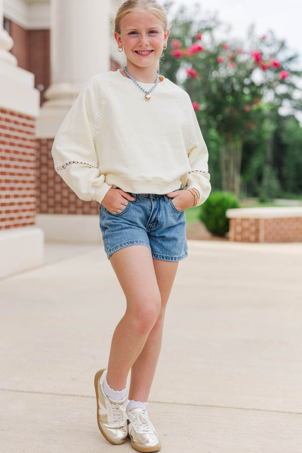 Girls: For The Days Ahead Yellow Lace Sweatshirt