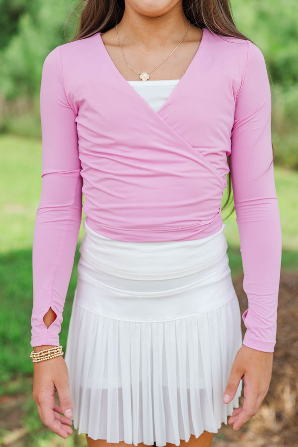 Girls: Don’t Stop Me Pink Wrap Top