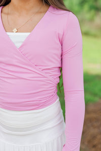Girls: Don’t Stop Me Pink Wrap Top