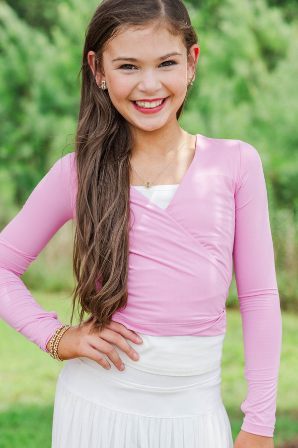 Girls: Don’t Stop Me Pink Wrap Top