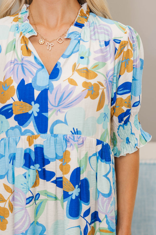 NURSING COLLECTION: Help You Out Blue Floral Babydoll Dress