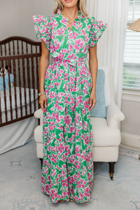 NURSING COLLECTION: Future Fun Green Floral Maxi Dress