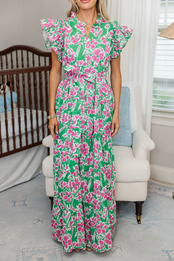 NURSING COLLECTION: Future Fun Green Floral Maxi Dress