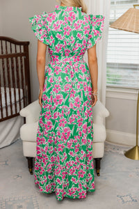 NURSING COLLECTION: Future Fun Green Floral Maxi Dress