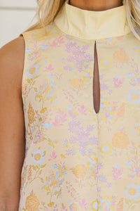 The Sweet Mood Gold Brocade Keyhole Dress