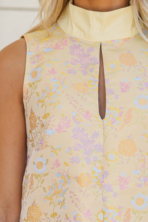 The Sweet Mood Gold Brocade Keyhole Dress