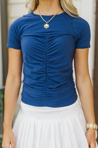 Just Did It Navy Ruched Athletic Top