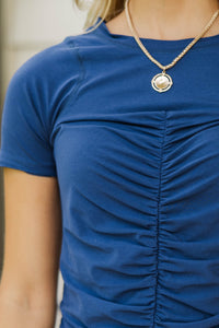 Just Did It Navy Ruched Athletic Top