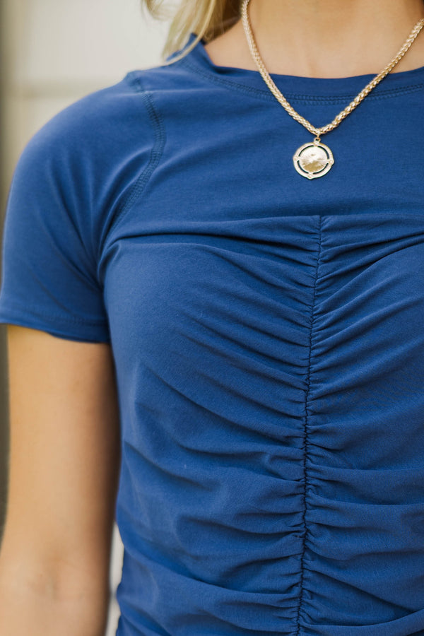 Just Did It Navy Ruched Athletic Top