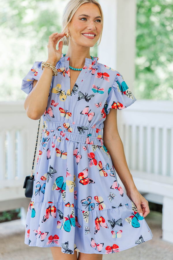Let's Get Going Lavender Butterfly Print Dress