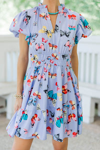 Let's Get Going Lavender Butterfly Print Dress