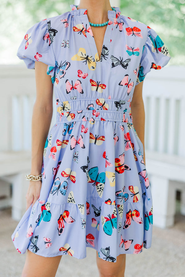 Let's Get Going Lavender Butterfly Print Dress