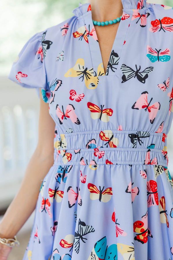 Let's Get Going Lavender Butterfly Print Dress
