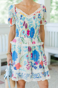 Utterly Lovely Blue Floral Smocked Dress