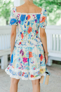 Utterly Lovely Blue Floral Smocked Dress