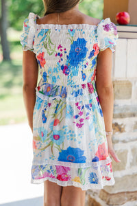 Girls: Utterly Lovely Blue Floral Smocked Dress