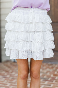 Girls: Spin Me Around White Lace Ruffled Skirt