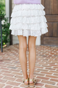 Girls: Spin Me Around White Lace Ruffled Skirt