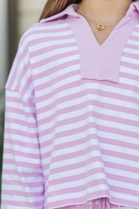 Girls: The Polo Club Pink Striped Collared Pullover