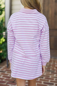 Girls: The Polo Club Pink Striped Collared Pullover