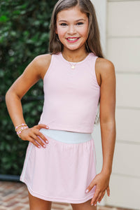 Girls: Keep Moving Pink Layered Athletic Tank