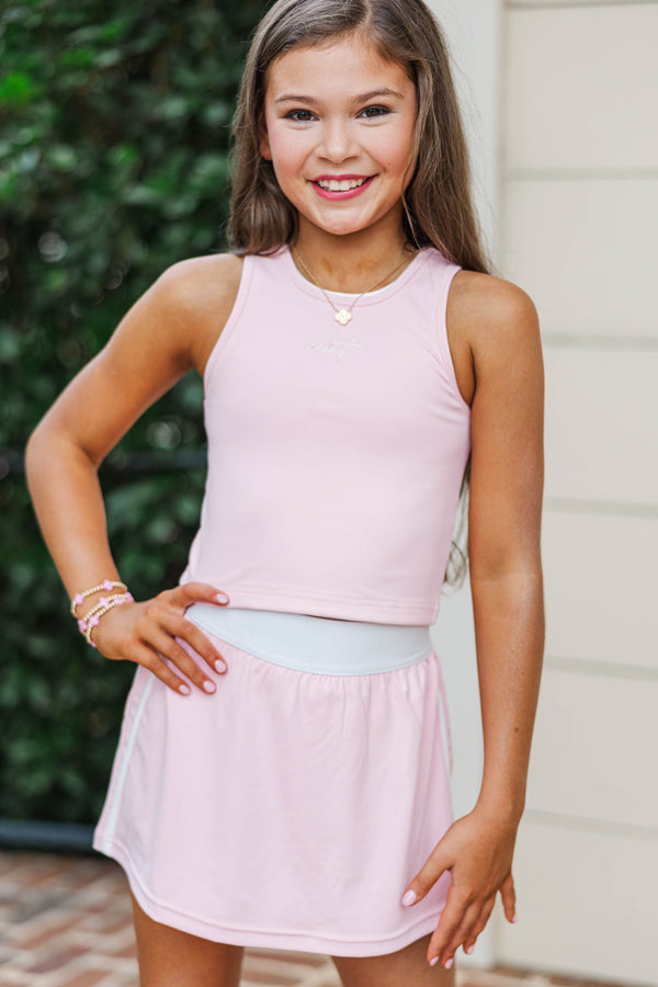 Girls: Keep Moving Pink Layered Athletic Tank