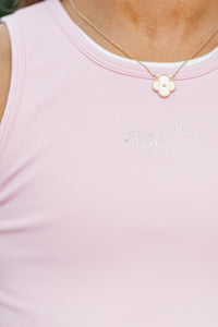 Girls: Keep Moving Pink Layered Athletic Tank