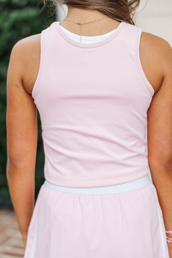 Girls: Keep Moving Pink Layered Athletic Tank