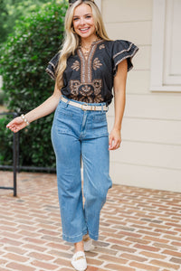 By Chance Black Leopard Blouse