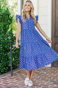 Created Beauty Navy Bows & Apples Midi Dress