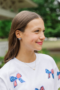Girls: Stars Align Red, White, and Blue Bow Earrings