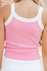 Girls: Booked & Busy Pink Athletic Patch Tank