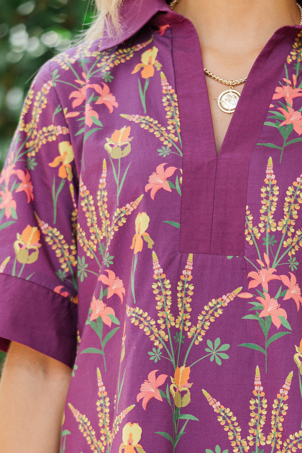 Lovely Surprise Plum Floral Dress