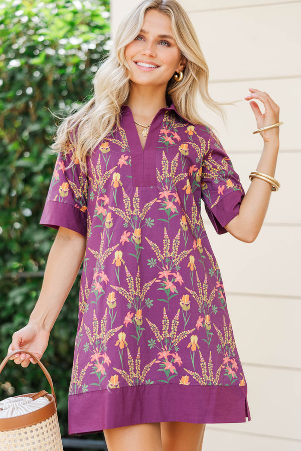 Lovely Surprise Plum Floral Dress