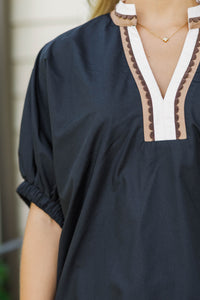 Right Where I Am Black Collar Blouse