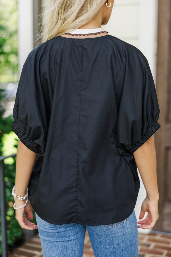 Right Where I Am Black Collar Blouse