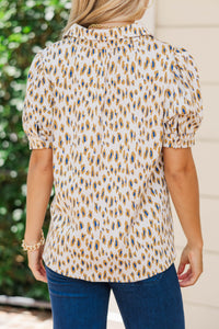 Worth Your While White Leopard Blouse