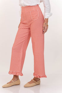 On Point Red Gingham Ruffled Pants