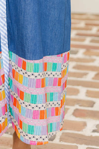 On Our Way Blue Colored Pencil Midi Dress