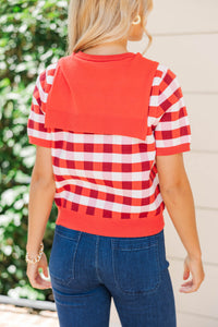 Worth Every Second Red Gingham Sweater