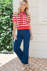 Worth Every Second Red Gingham Sweater